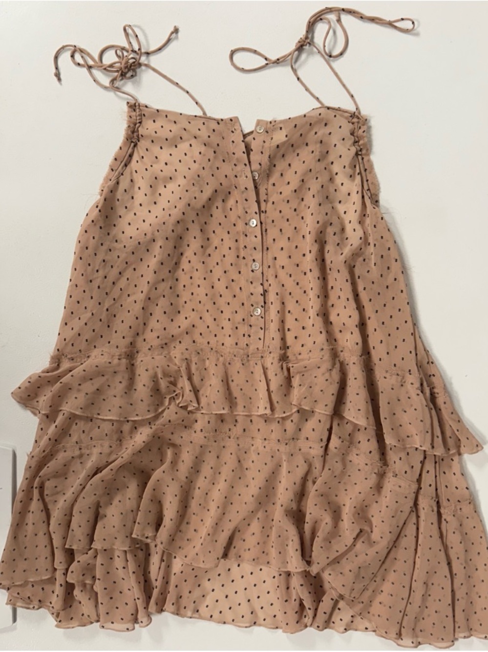 Intimately Free People Polka Dot Slip Dress Tier Tunic Sheer Pink Black Women S